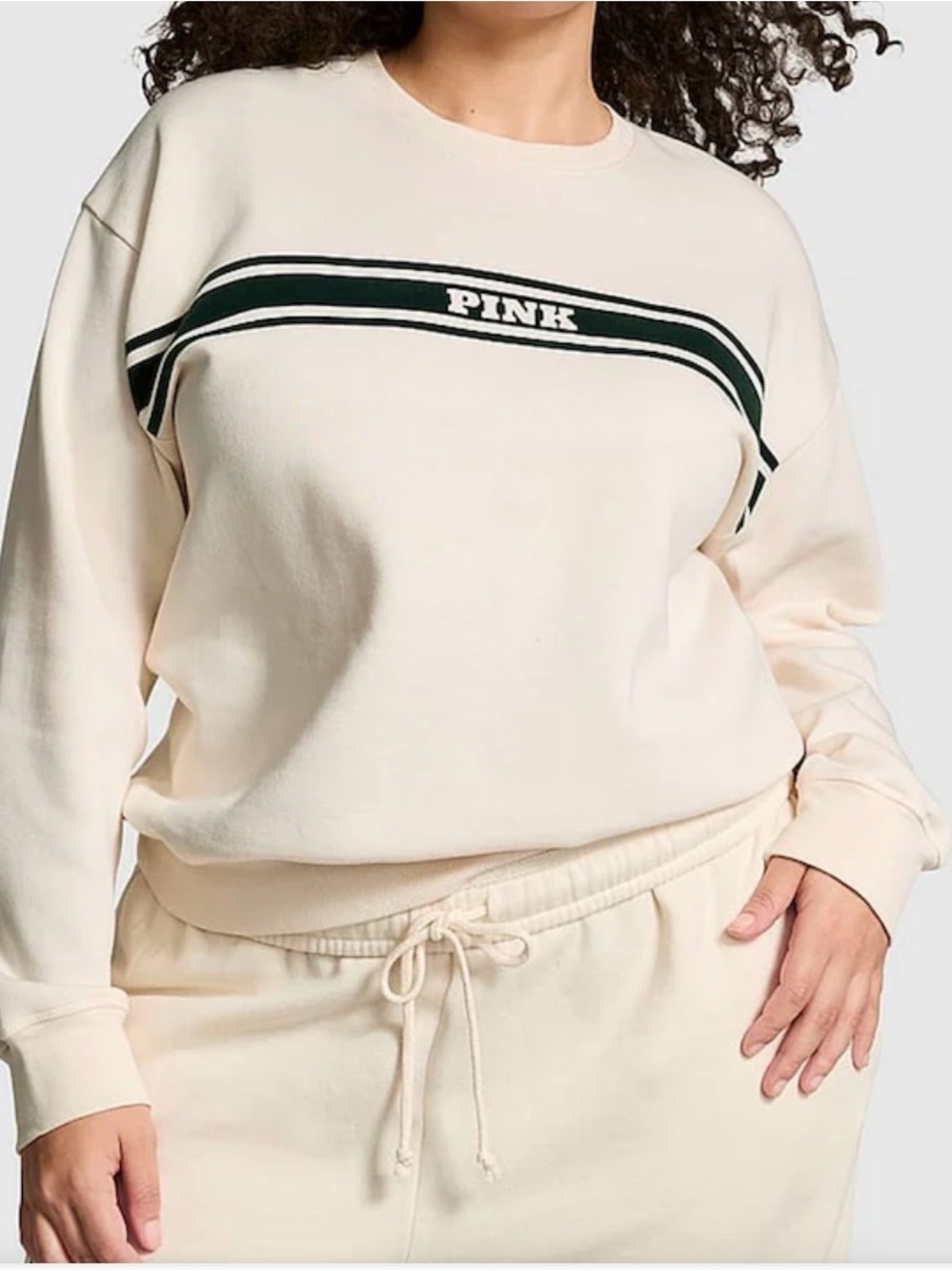 PINK Victoria's Secret Cream Crewneck Sweatshirt Womens Small